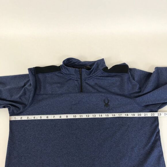 Spyder Active 1/4 Zip Pullover Men's Medium Navy Mock Neck ProWeb Wicking Logo - Picture 8 of 11